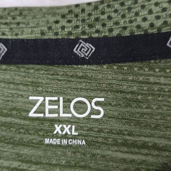 Zelos Green Camo Jacquard Workout Short Sleeve T Shirt Mens XXL Active Tee Gym - Picture 3 of 9